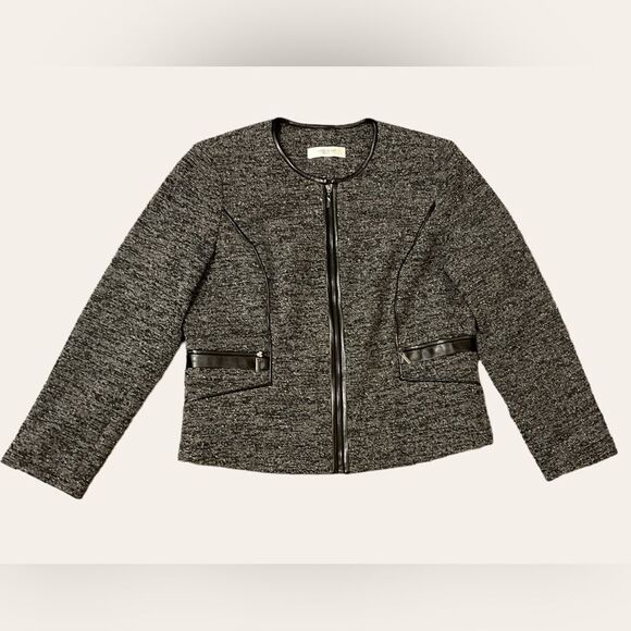 Dress Barn Women's Front Zipper Crew Neck Jacket Set - Picture 2 of 3